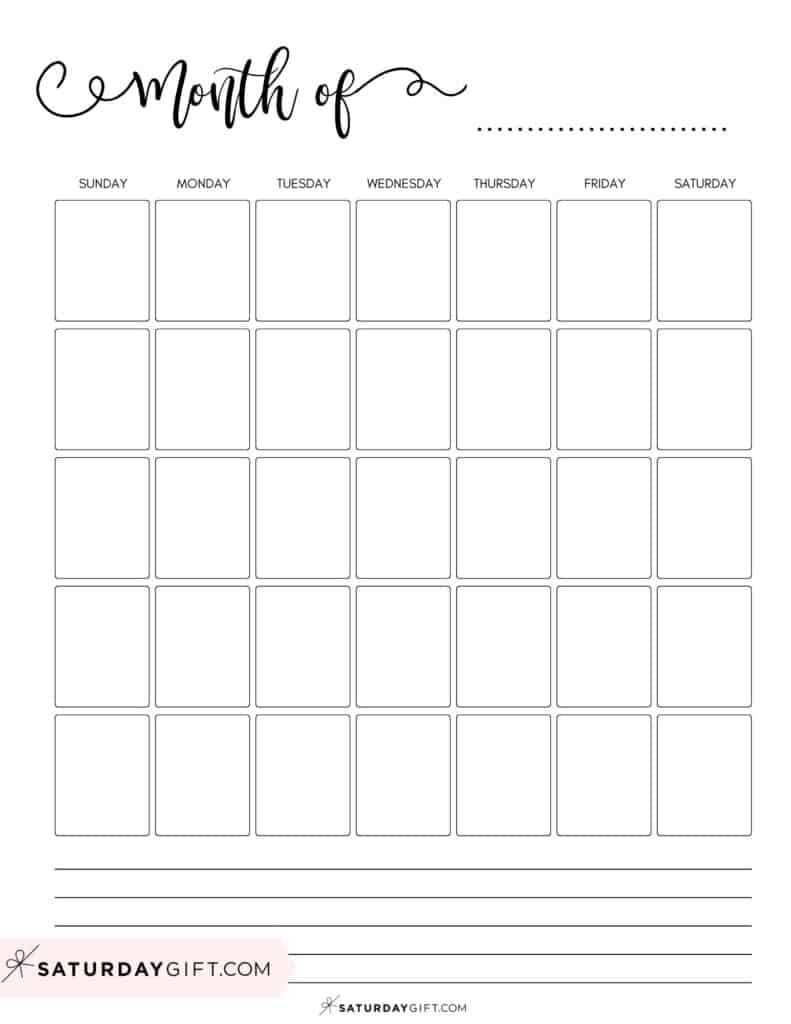 monthly calendar template with lines