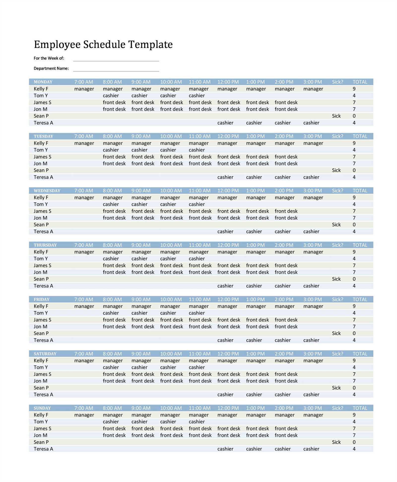 office schedule calendar template