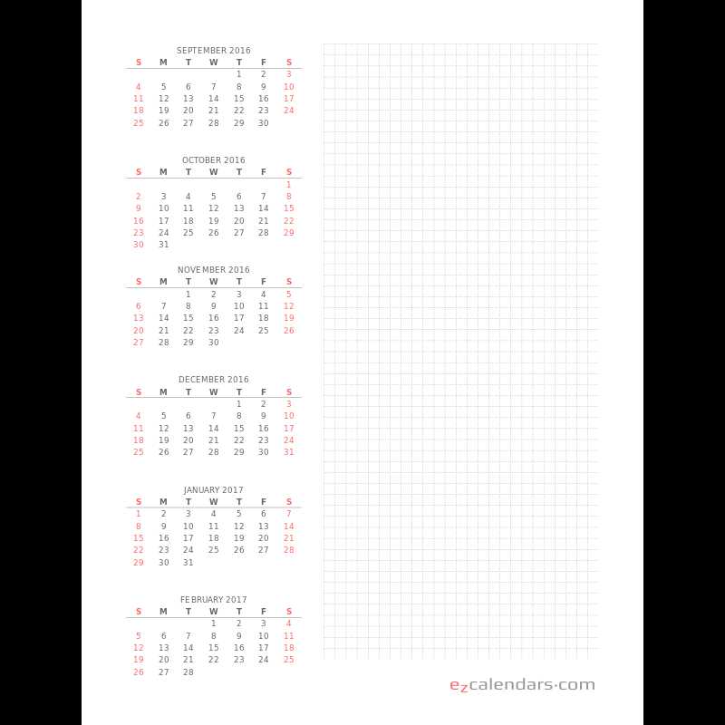 two month per page calendar template