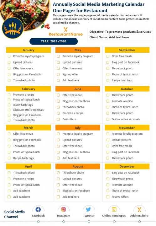 annual social media calendar template