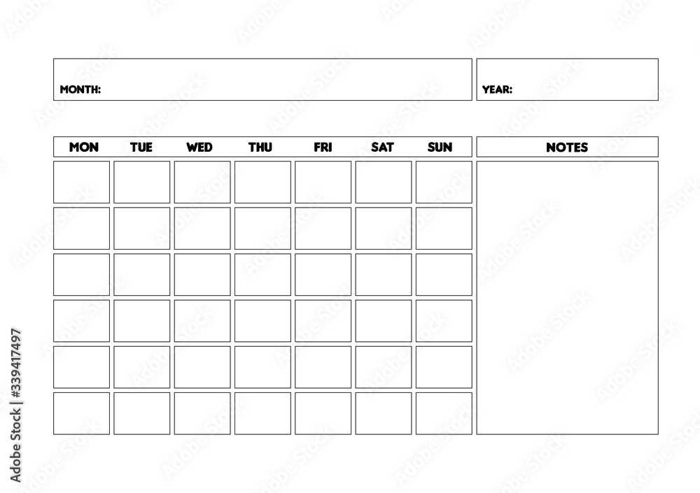 customizable monthly calendar template