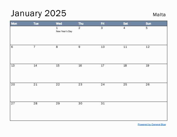 january 2025 calendar template free