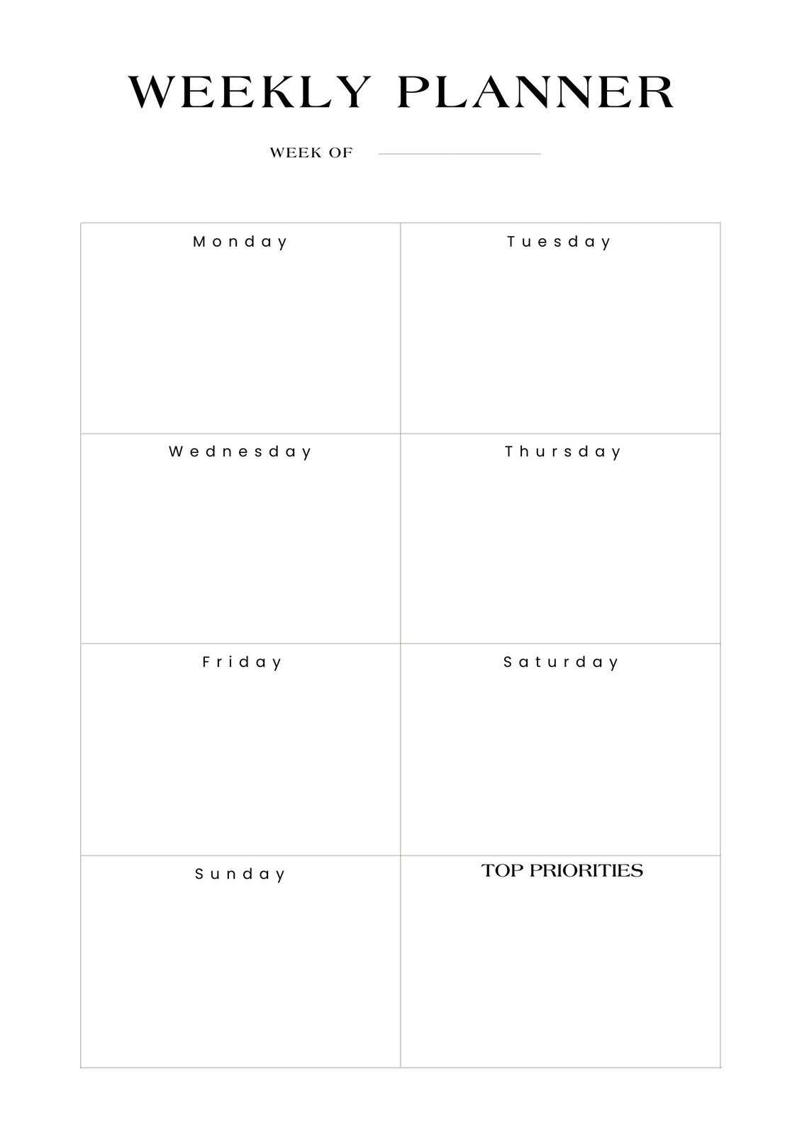 7 day calendar template