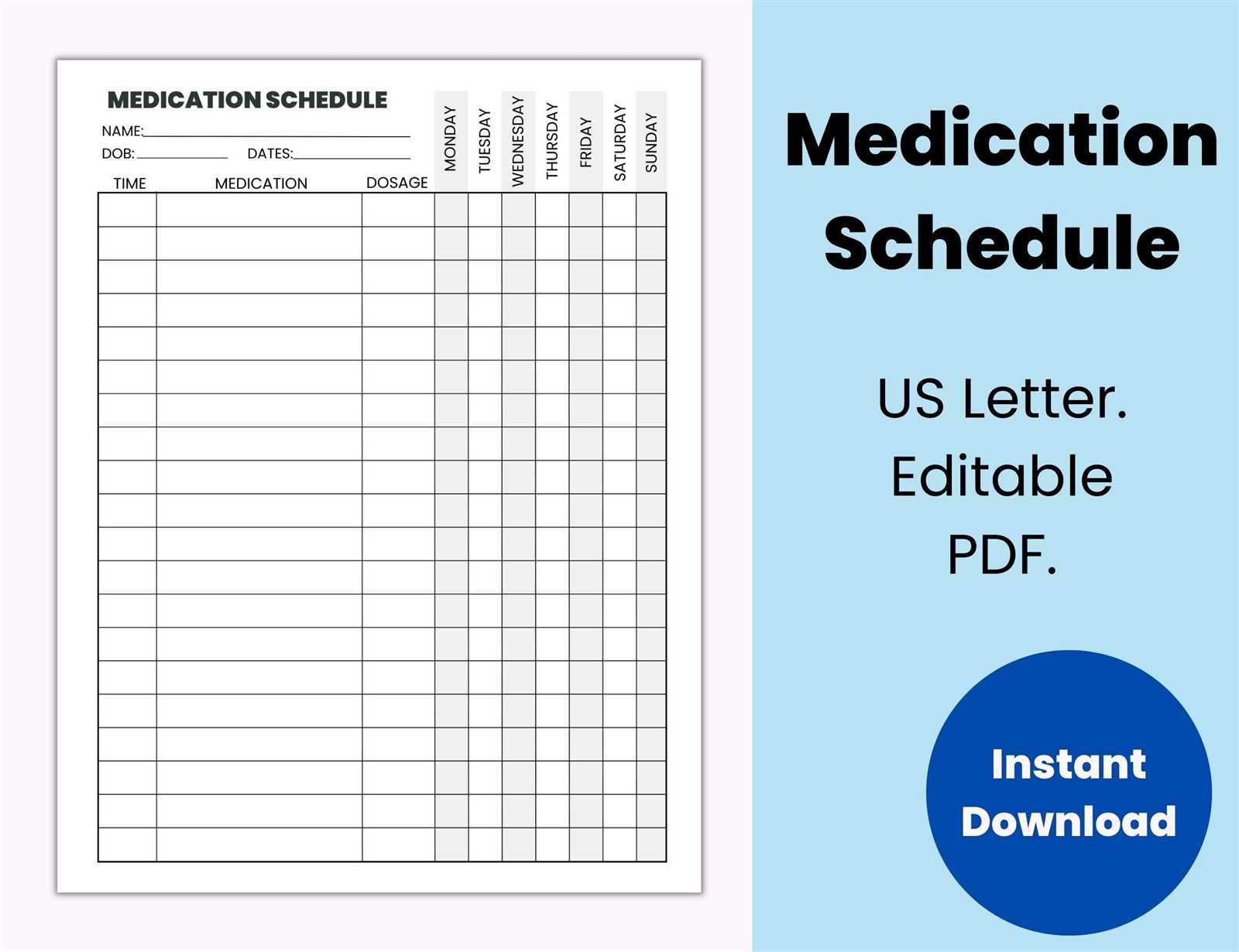 pill calendar template