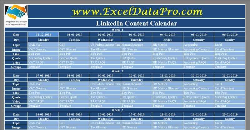 linkedin content calendar template