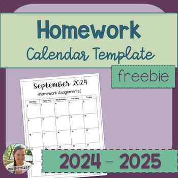 assignment calendar template free