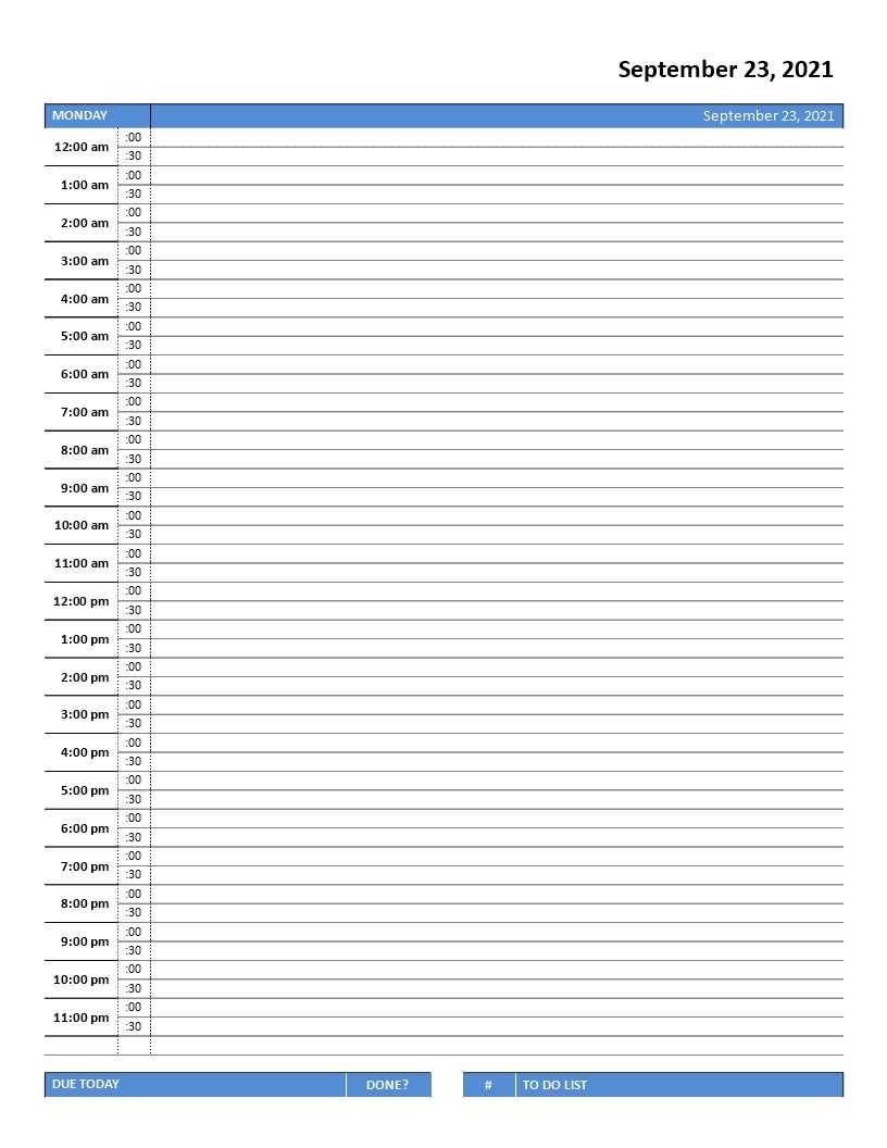 daily hourly calendar template