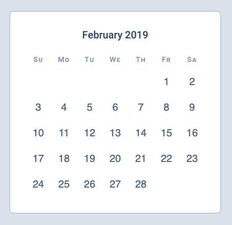 calendar template html css