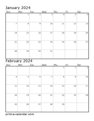 2 page per month calendar template