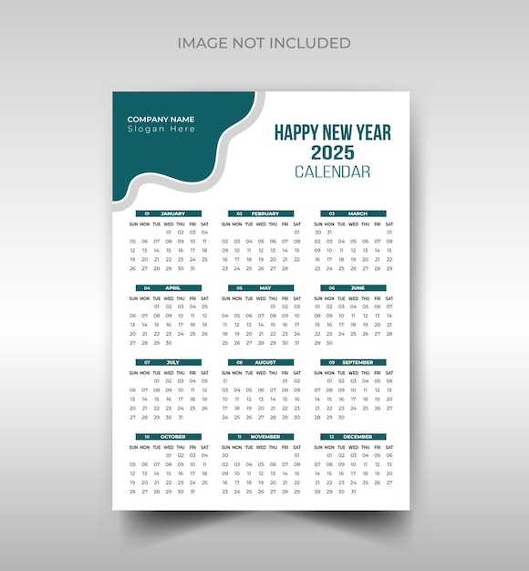 2025 wall calendar template