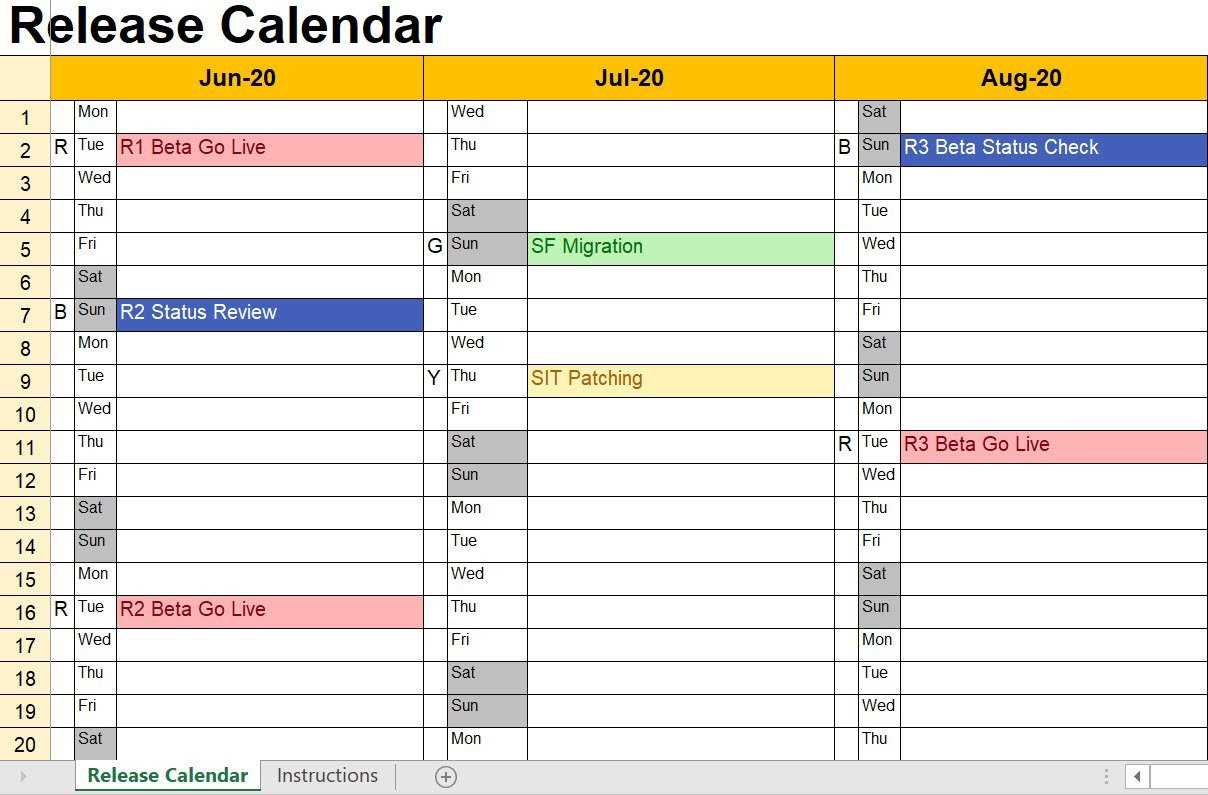 review calendar template