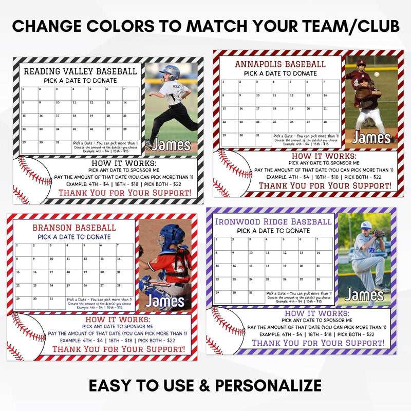 baseball fundraiser calendar template