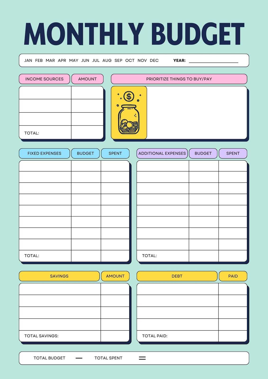 financial planning calendar template