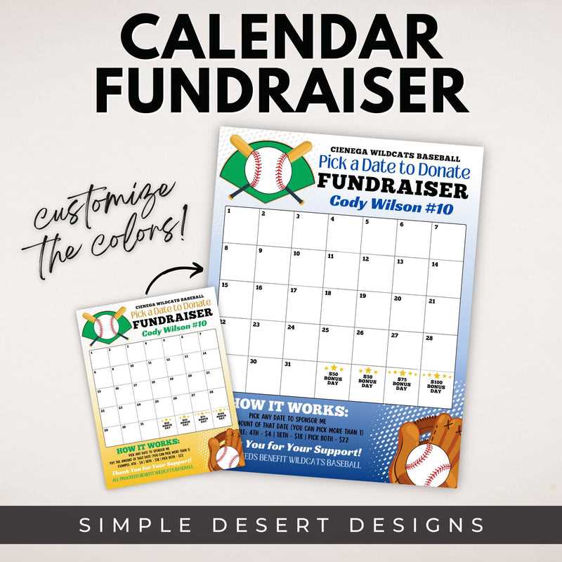 fundraiser editable free calendar raffle template