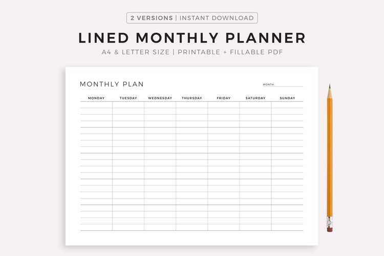 blank lined calendar template