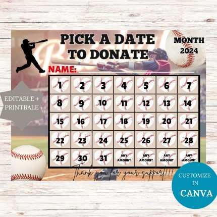 baseball calendar fundraiser template free