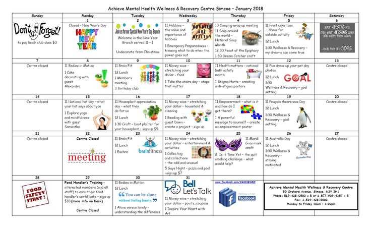 health calendar template