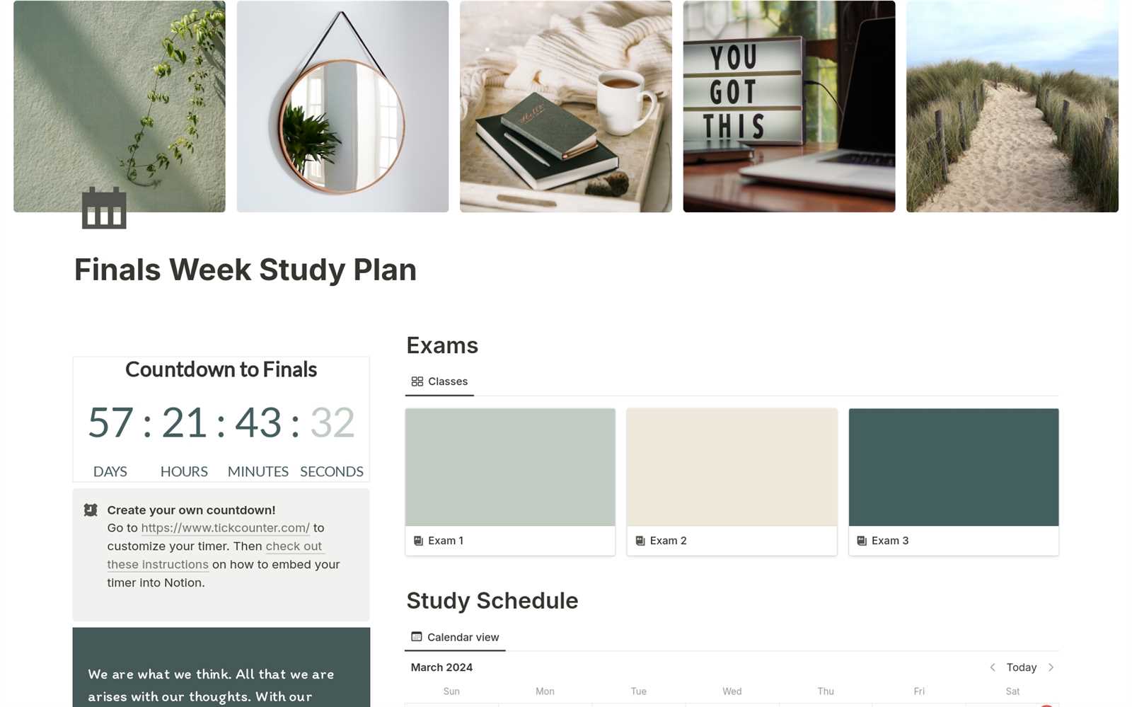 exam study calendar template