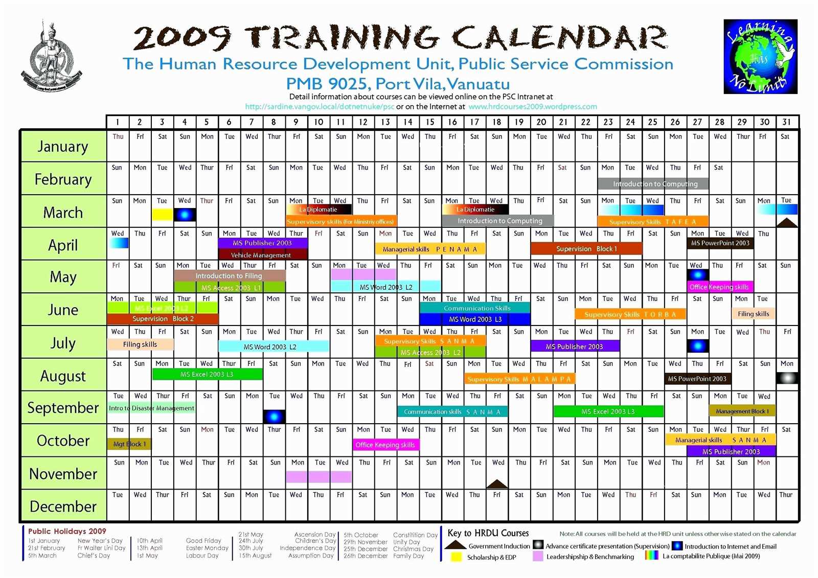 free training calendar template