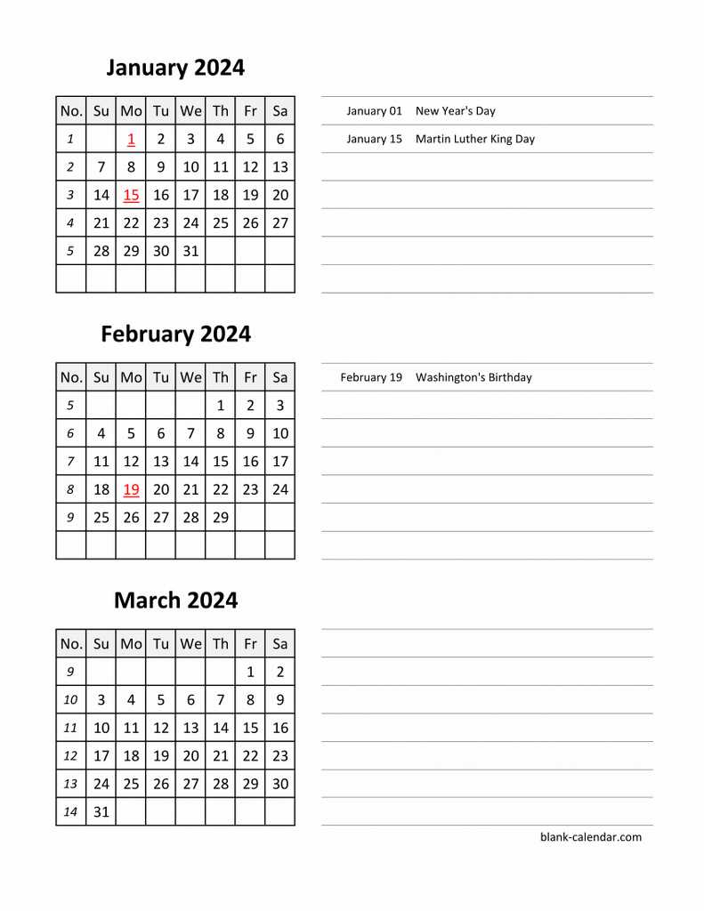 three month calendar template free