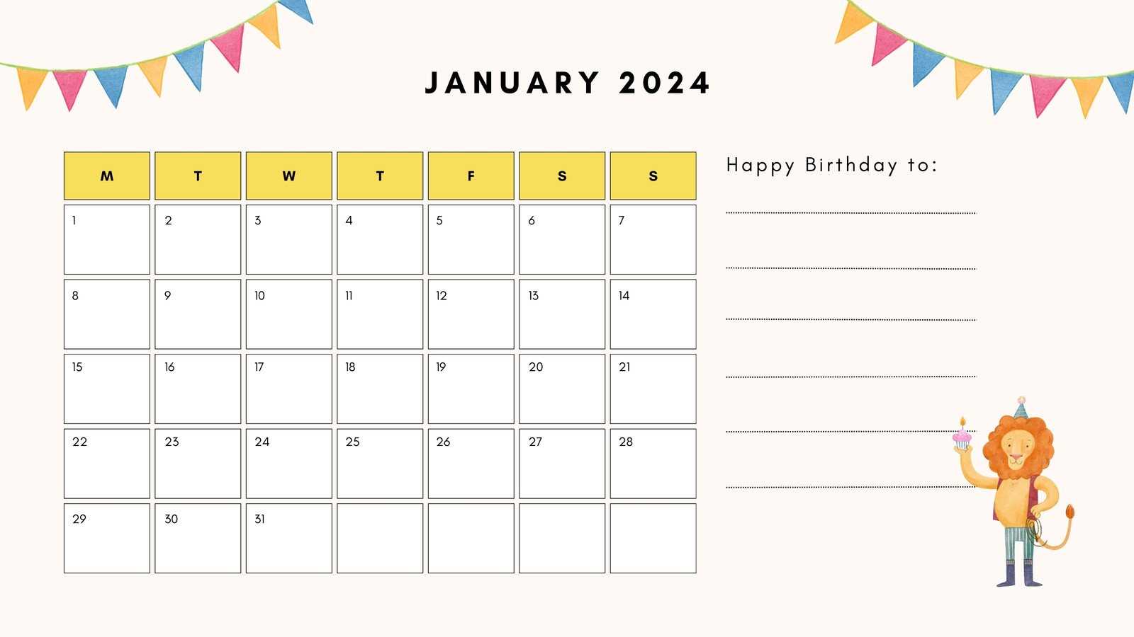 editable office birthday calendar template