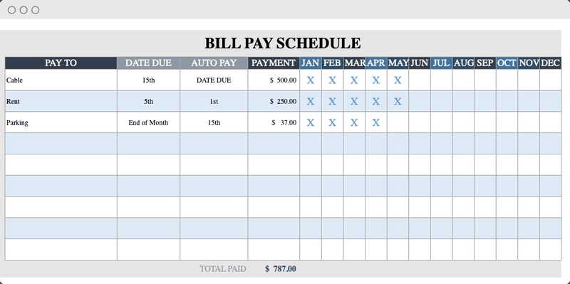 bill due date calendar template