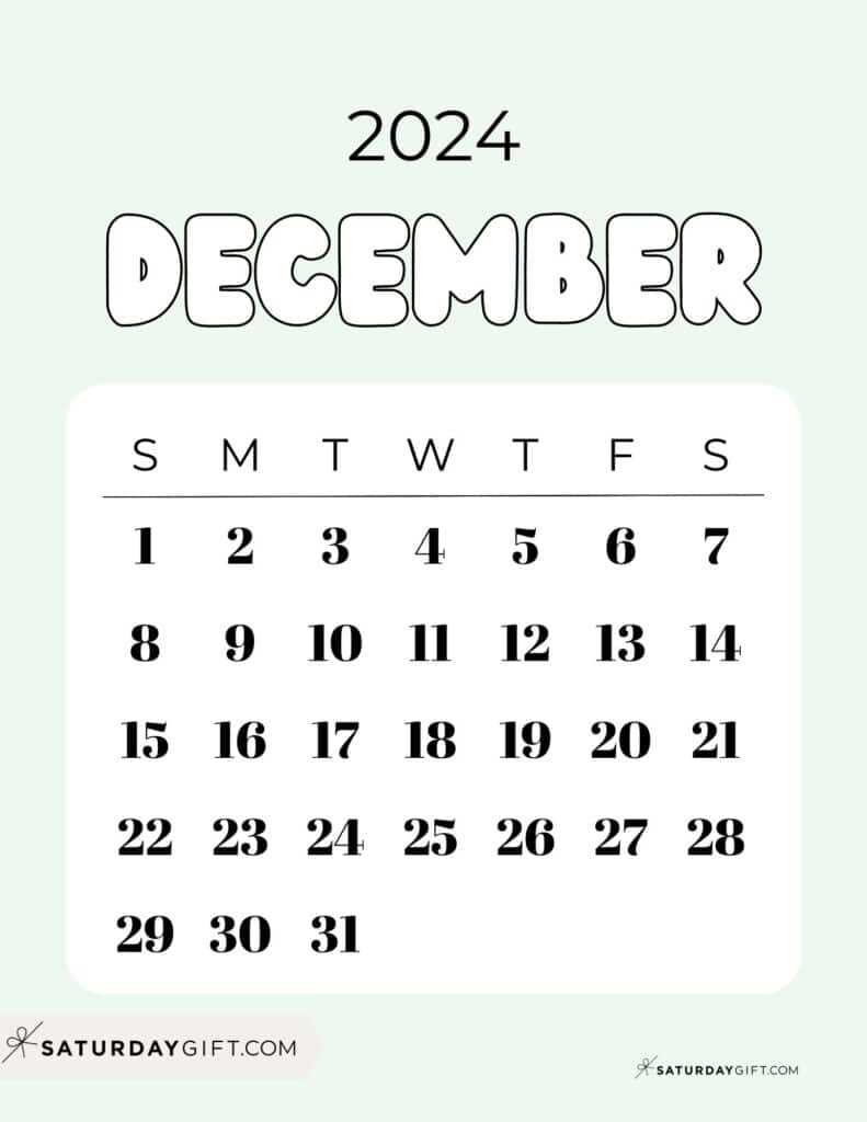 cute december calendar template