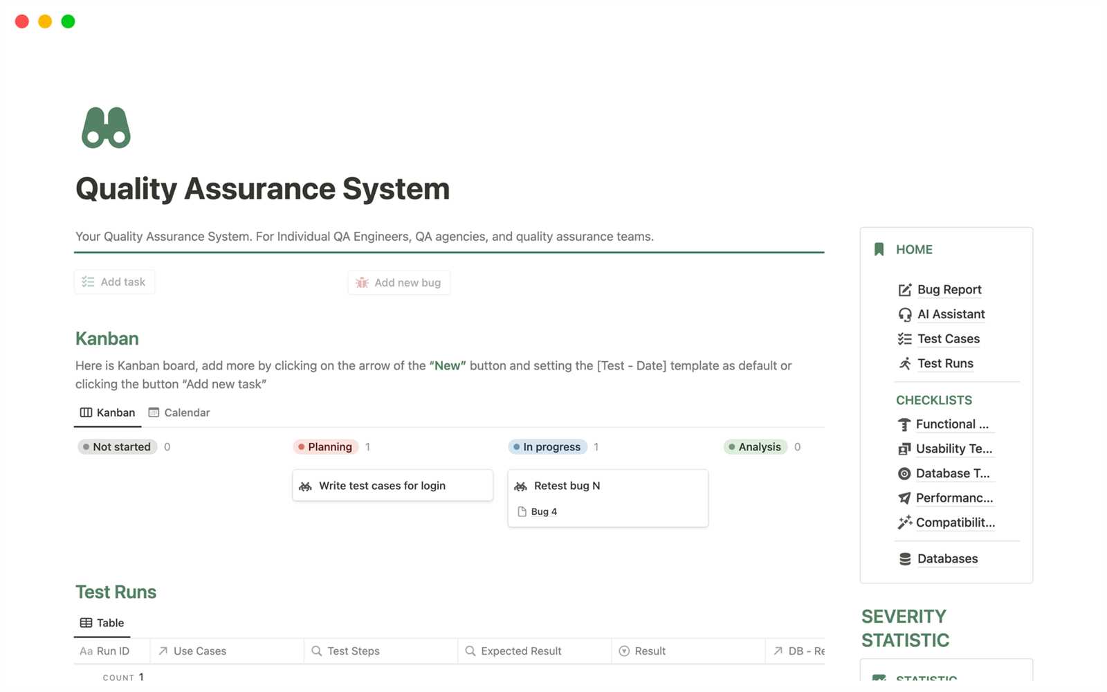 quality assurance calendar template