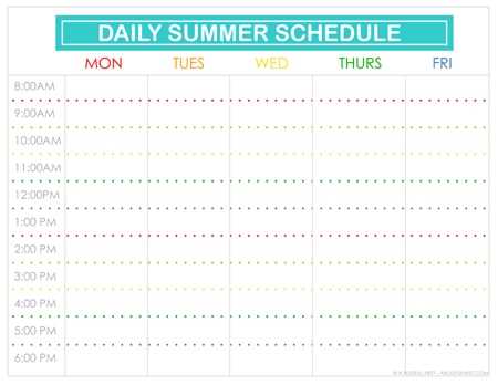 summer calendar template