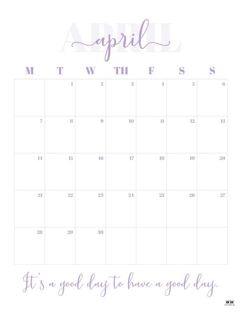 blank april 2025 calendar template