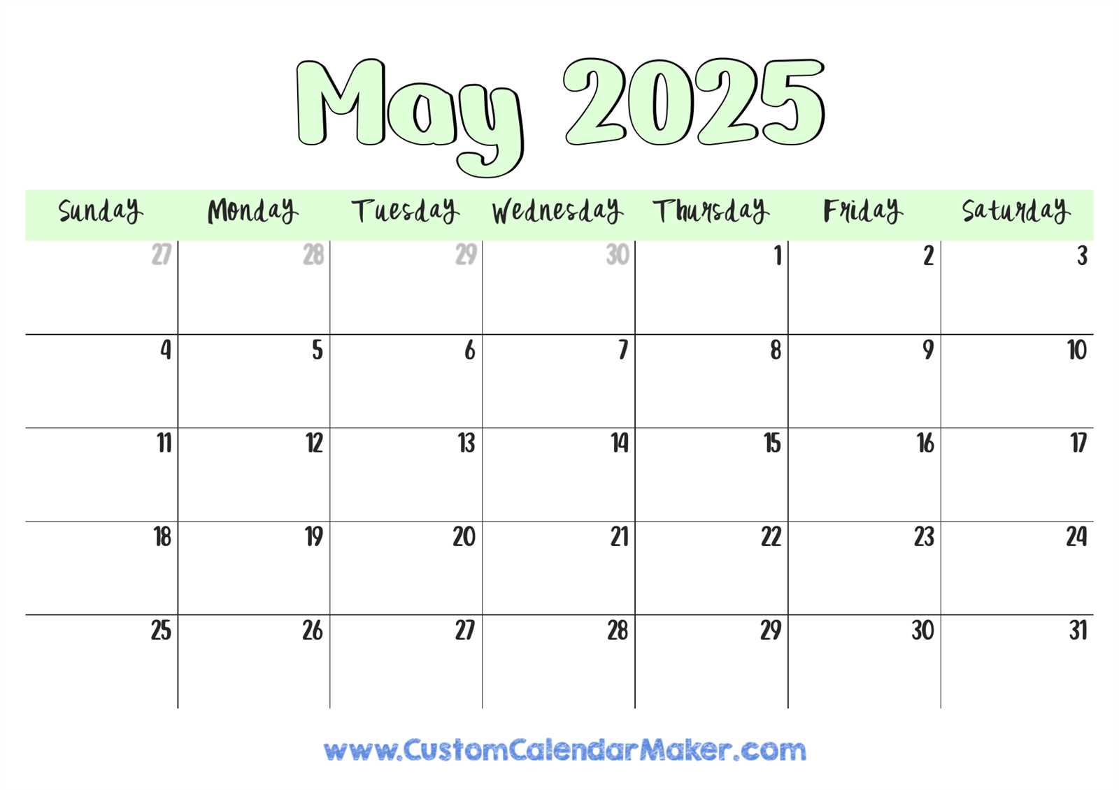 may 2025 template calendar