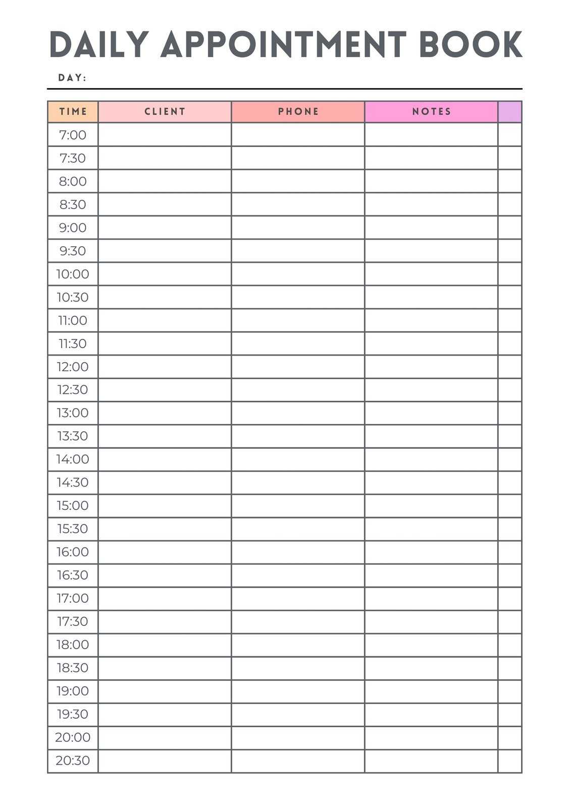 appointment calendar free template