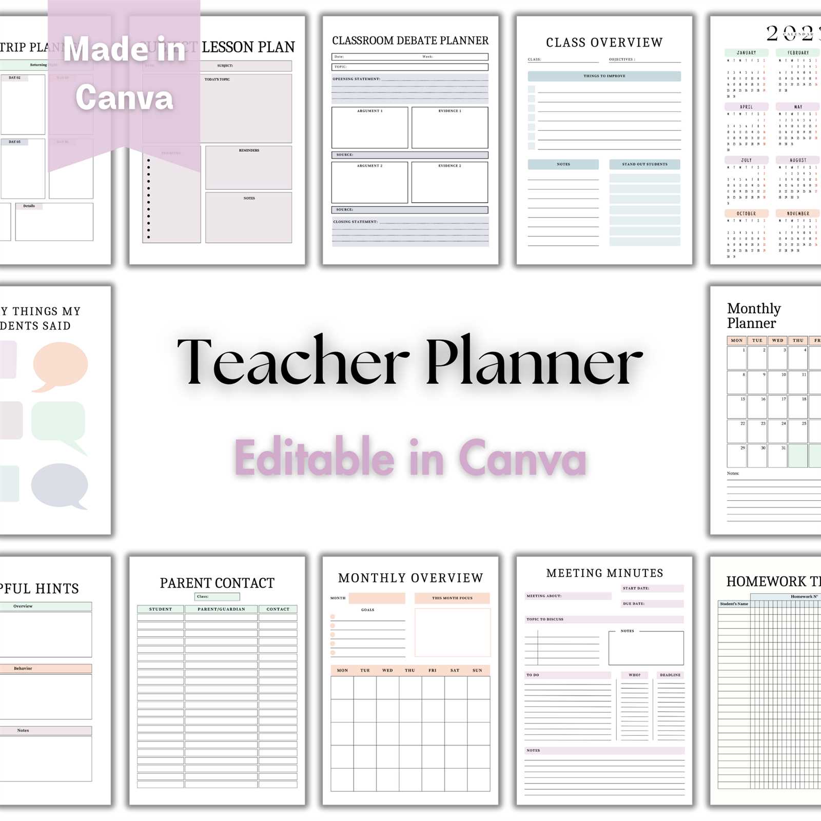 teacher planning calendar template