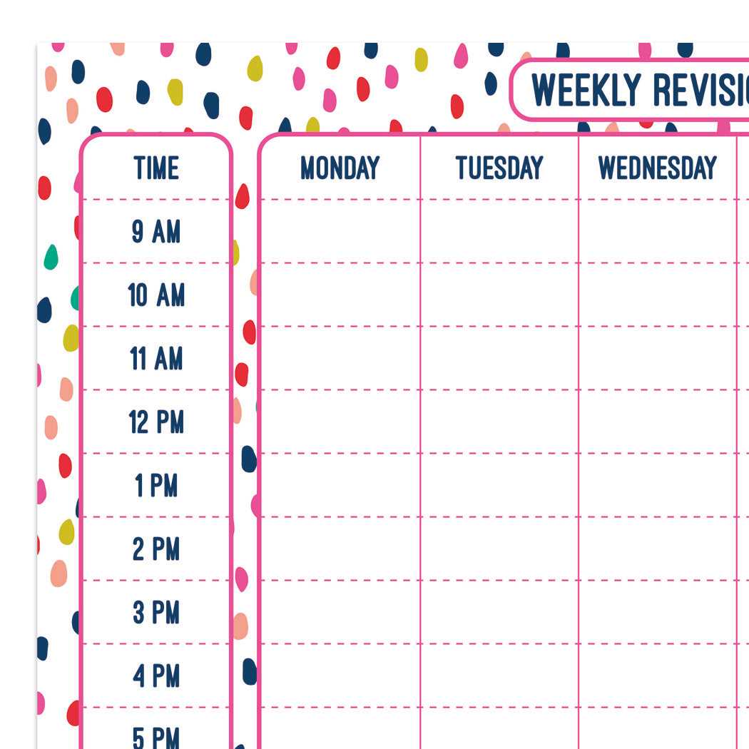 revision calendar template