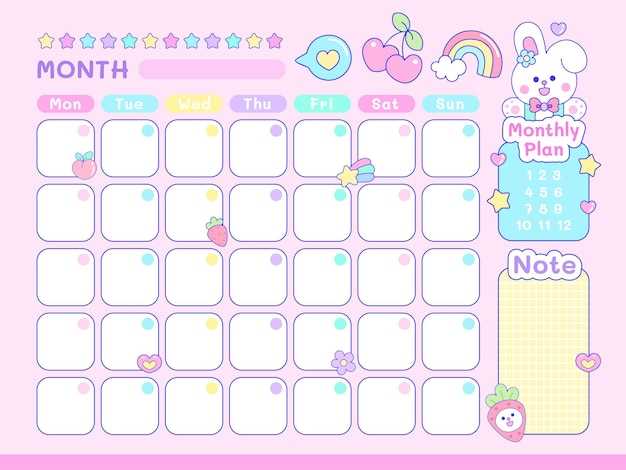 monthly calendar template cute