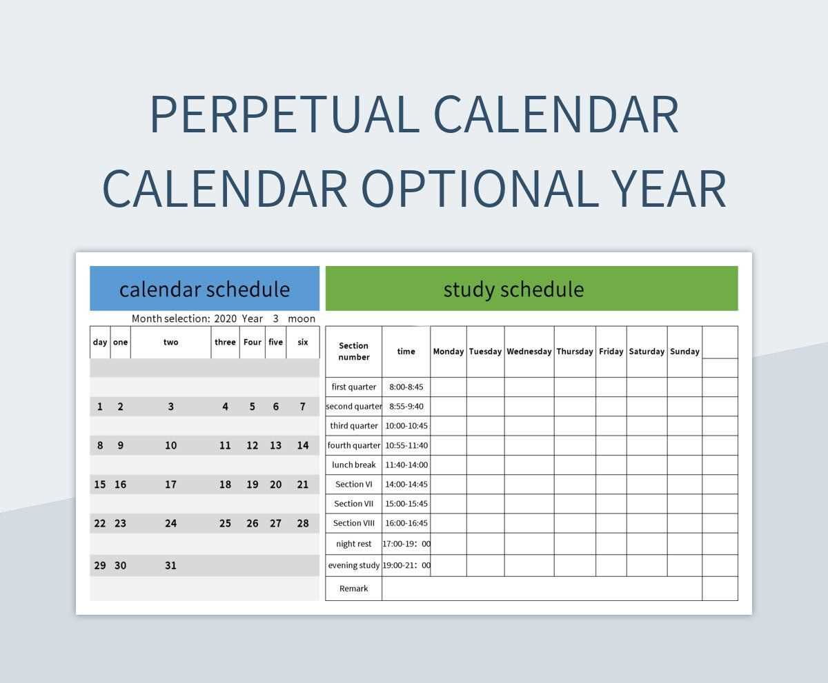 perpetual calendar template