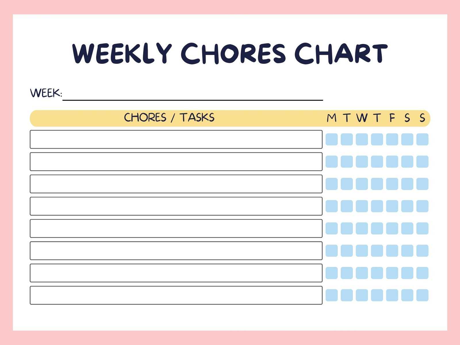 monthly chores calendar template