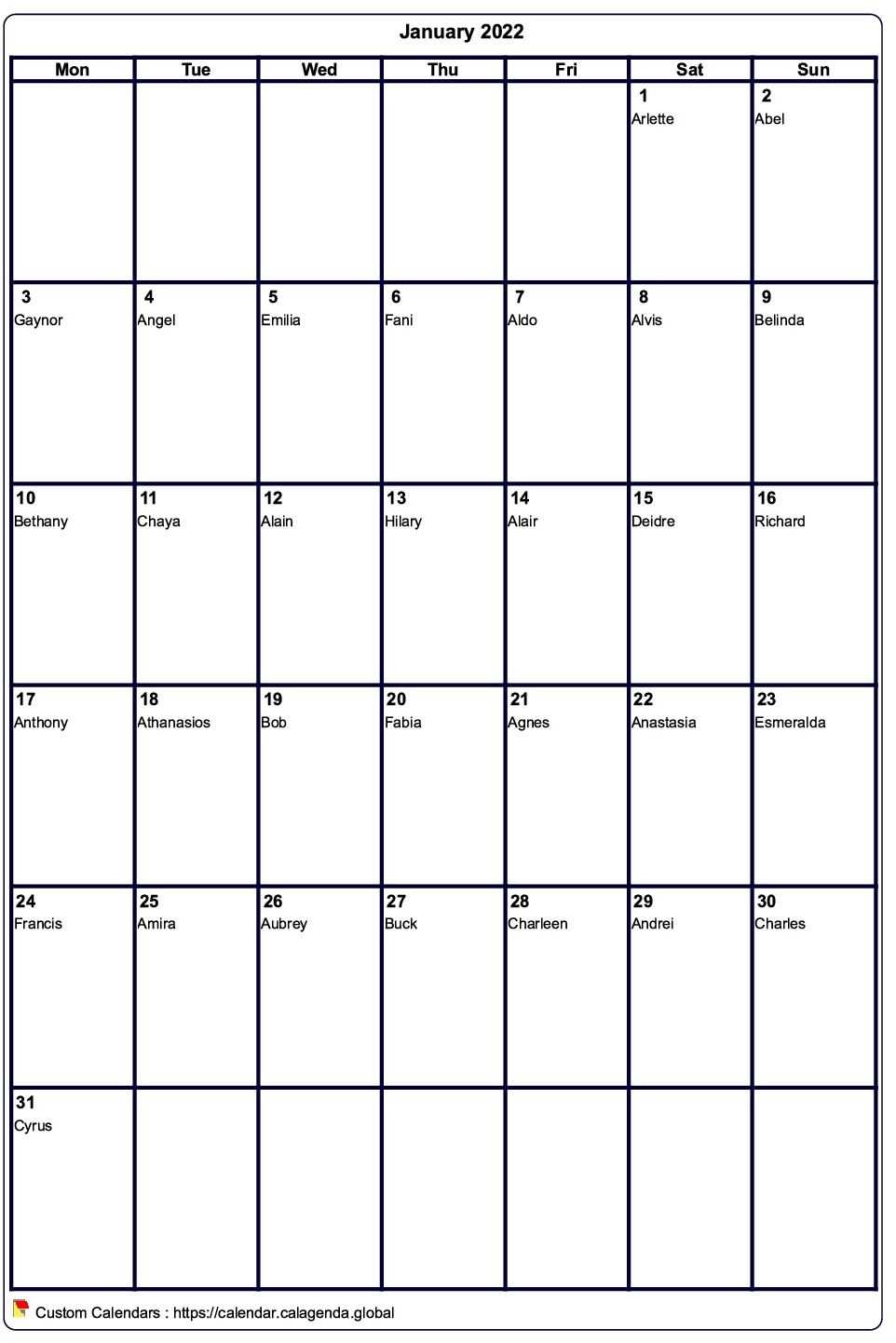 blank monthly calendar template portrait