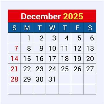 printable calendar template december 2025