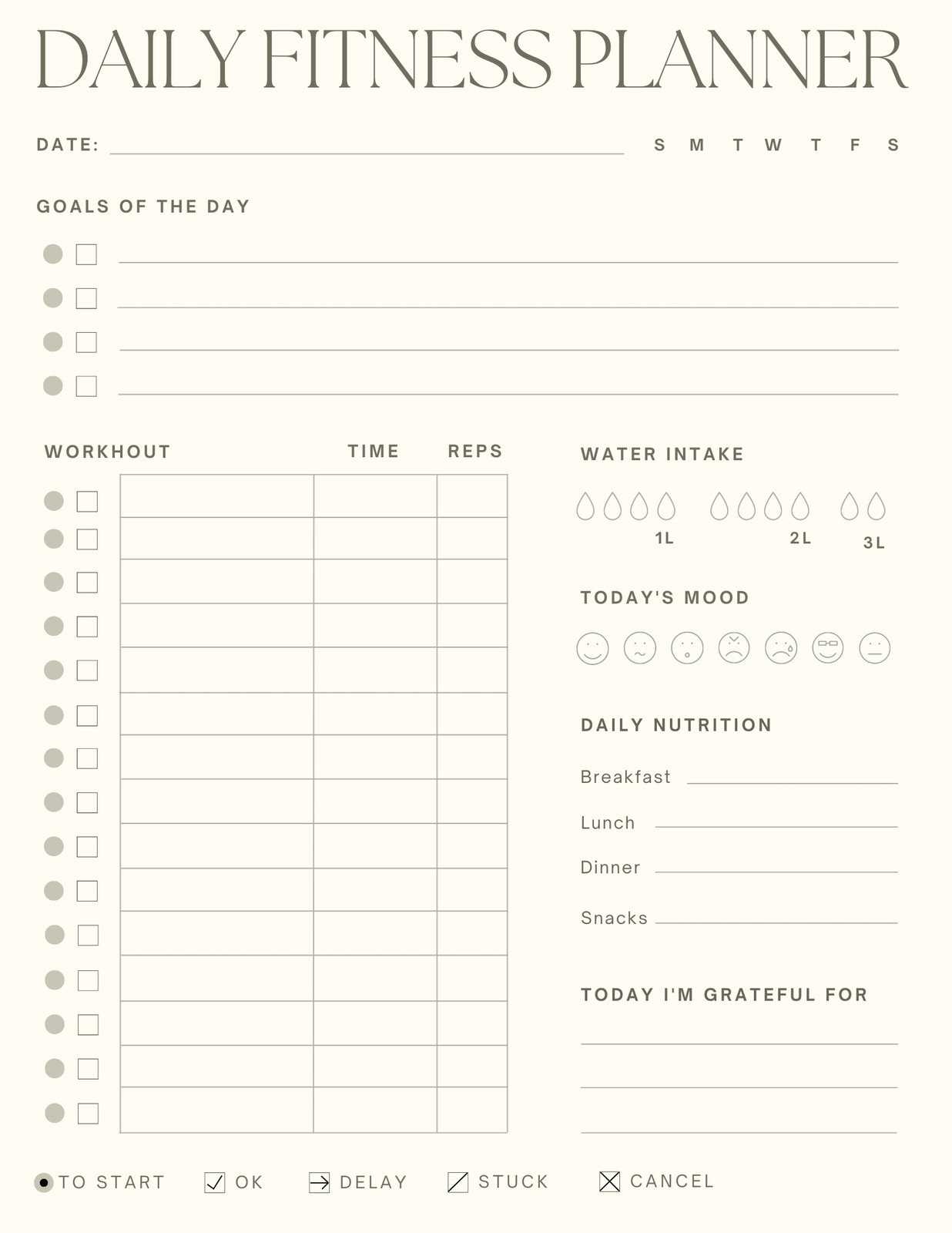 exercise calendar template