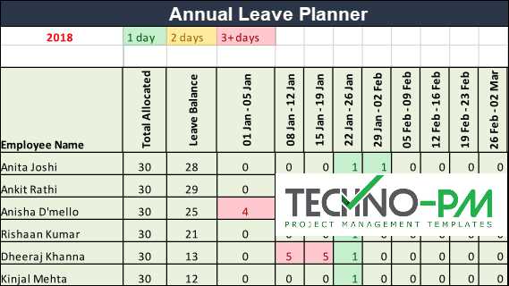 employee leave calendar template