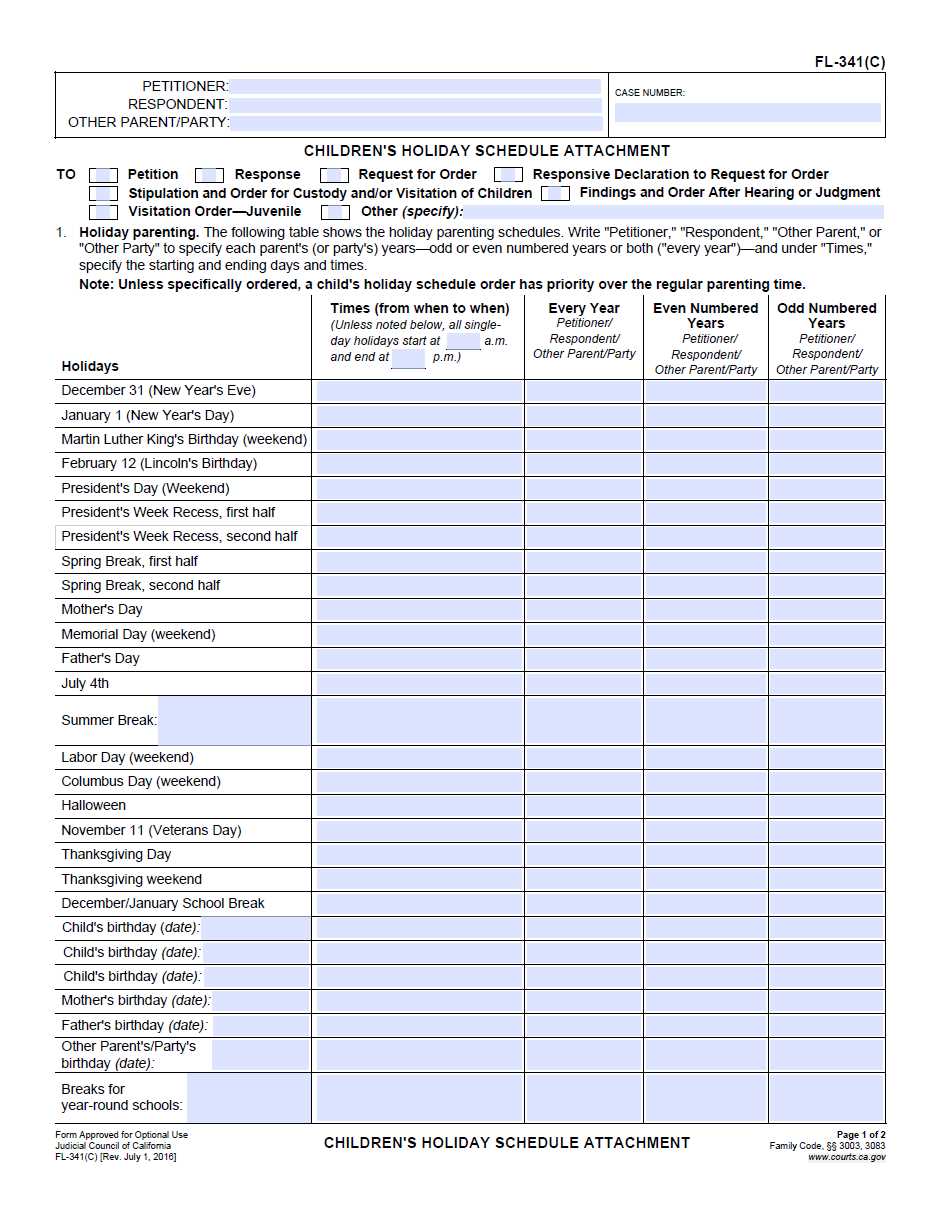 parenting calendar template