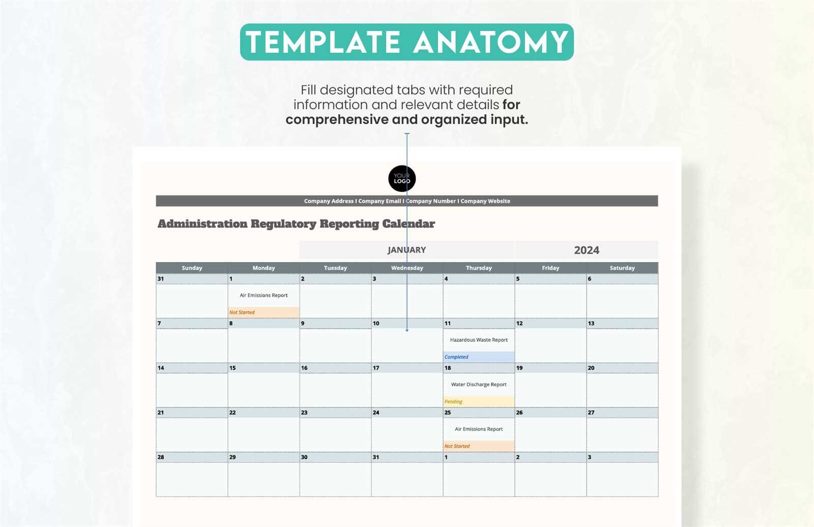 reporting calendar template