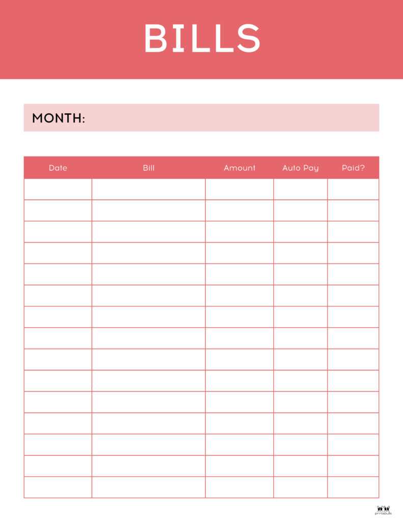 monthly payment calendar template