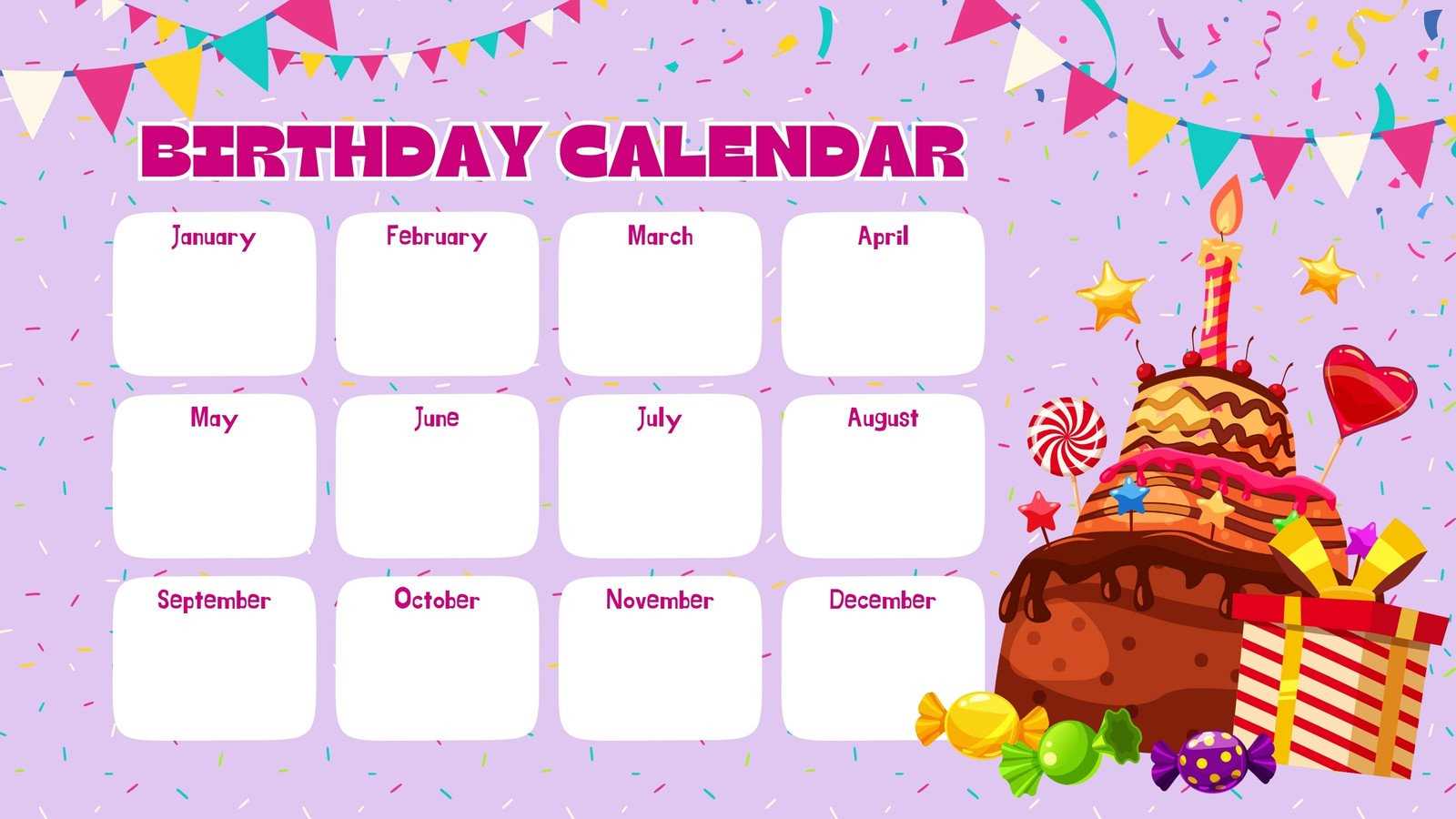 birthday calendar template editable