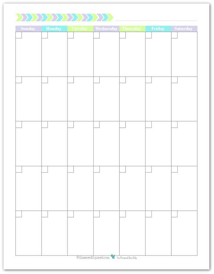 blank monthly calendar template portrait