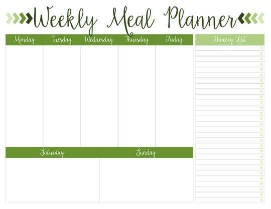 meal planner calendar template