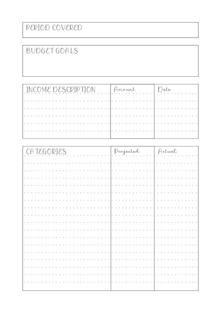 printable budget calendar template