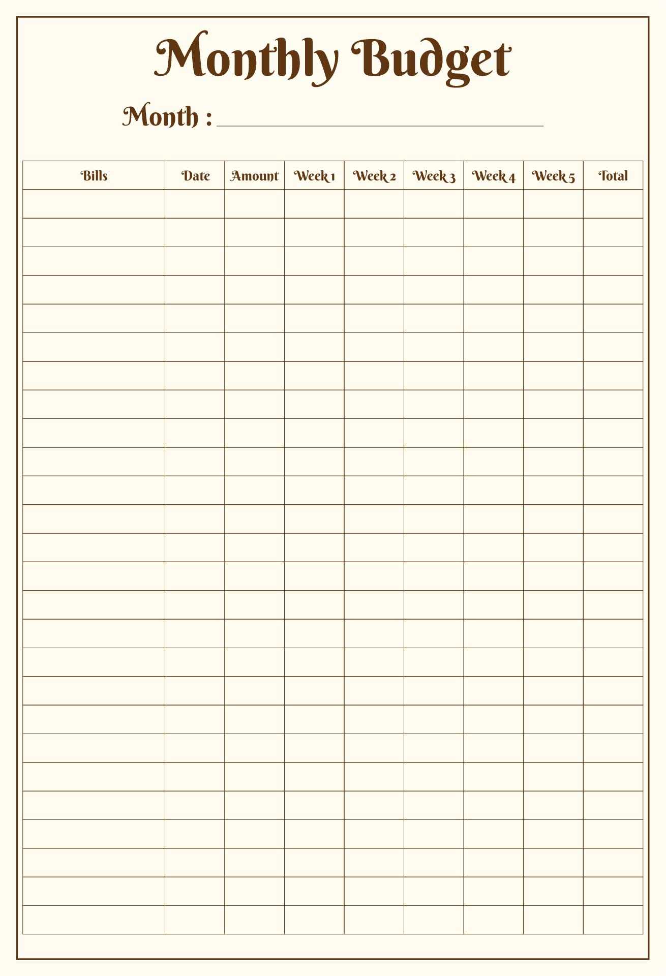 template free printable budget calendar