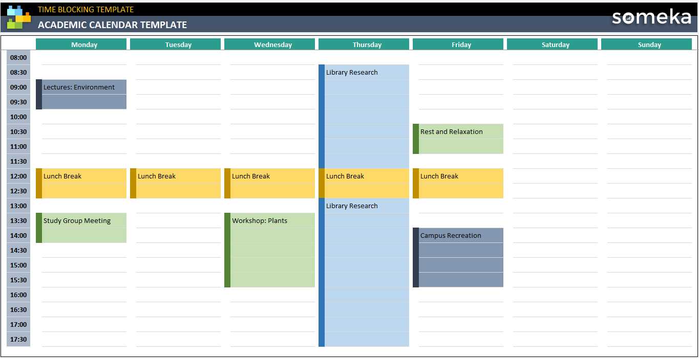 academic calendar template